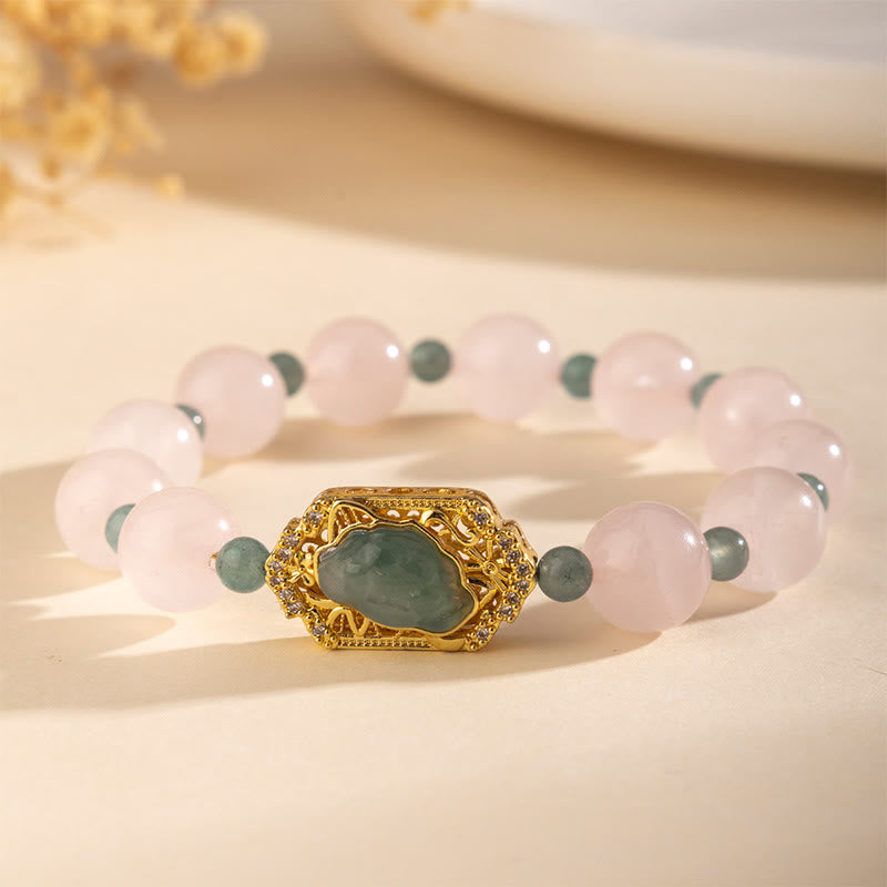 Buddha Stones Rose Quartz Jade Caring Kindness Bracelet - image 1