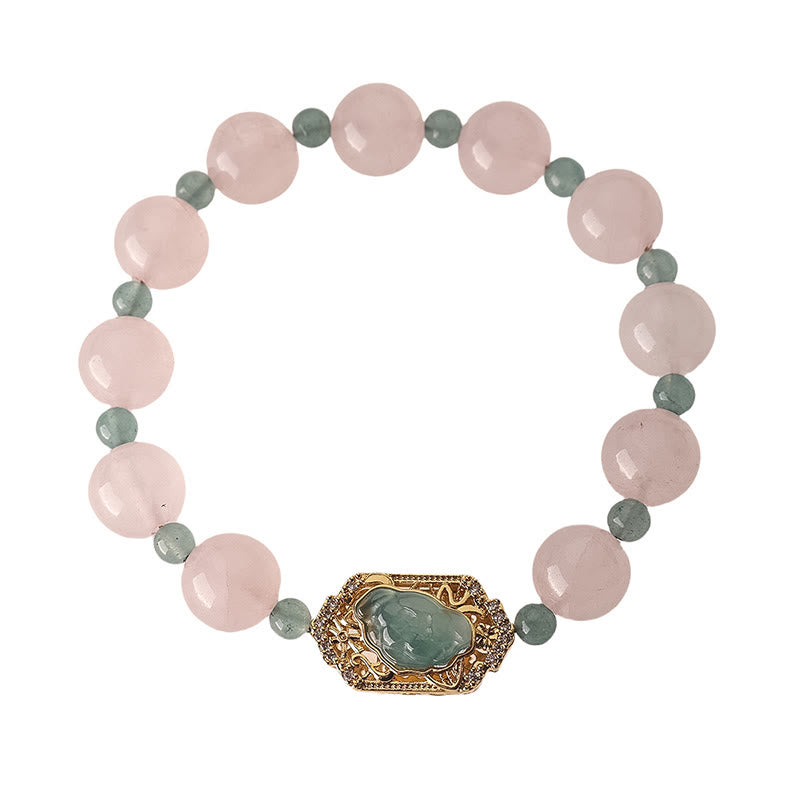 Buddha Stones Rose Quartz Jade Caring Kindness Bracelet - image 4