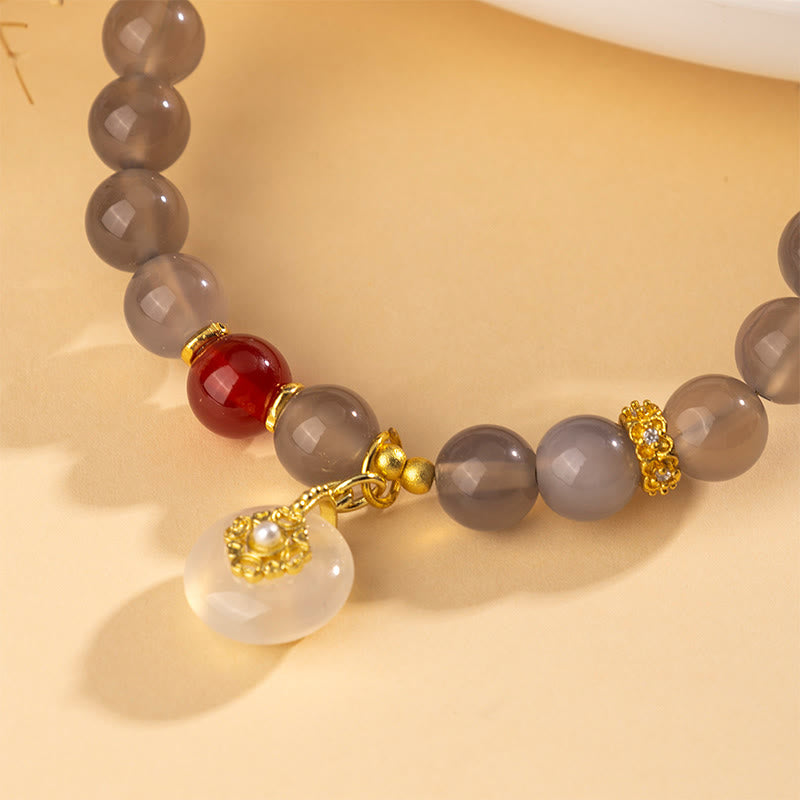Buddha Stones Gray Agate Red Agate Chalcedony Balance Bracelet - image 3