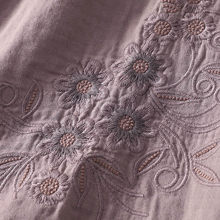 Buddha Stones Embroiderd Flower Vine Pattern Long Sleeve Women's Lapel Shirt - image 19