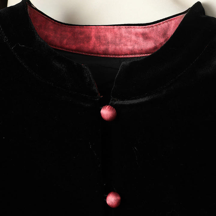 Buddha Stones Hanging Flower Design Women's Long Sleeve Thickened Jacket  - image 5