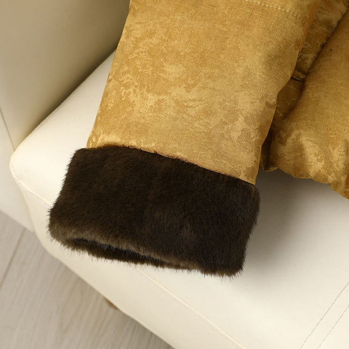 Buddha Stones Frog-button Dark Pattern Jacquard Women's Long Sleeve Thickened Jacket With Pockets - image 5