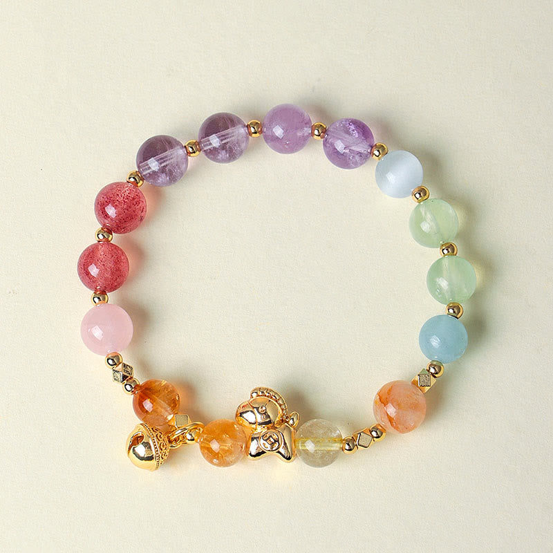 Buddha Stones Year Of The Horse Citrine Amethyst Various Crystals Protection Bracelet - image 1