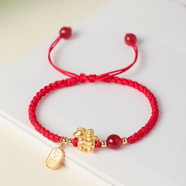 Buddha Stones 999 Sterling Silver Year Of The Horse Peaceful And Rich Success String Bracelet - Red(Wrist Circumference: 14-18cm) - image 0