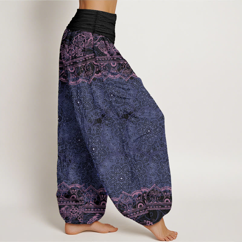 Buddha Stones Cotton Elegant Mandala Flowers Design Women's Elastic Waist Harem Pants - image 5