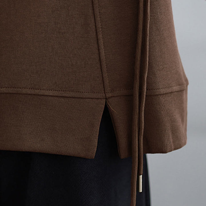 Buddha Stones Plain Frog-button Design Crew Neck Cotton Women's Long Sleeve Sweatshirt - image 15