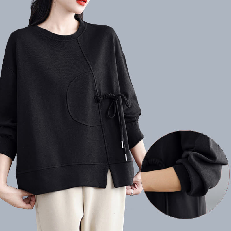 Buddha Stones Plain Frog-button Design Crew Neck Cotton Women's Long Sleeve Sweatshirt - image 19