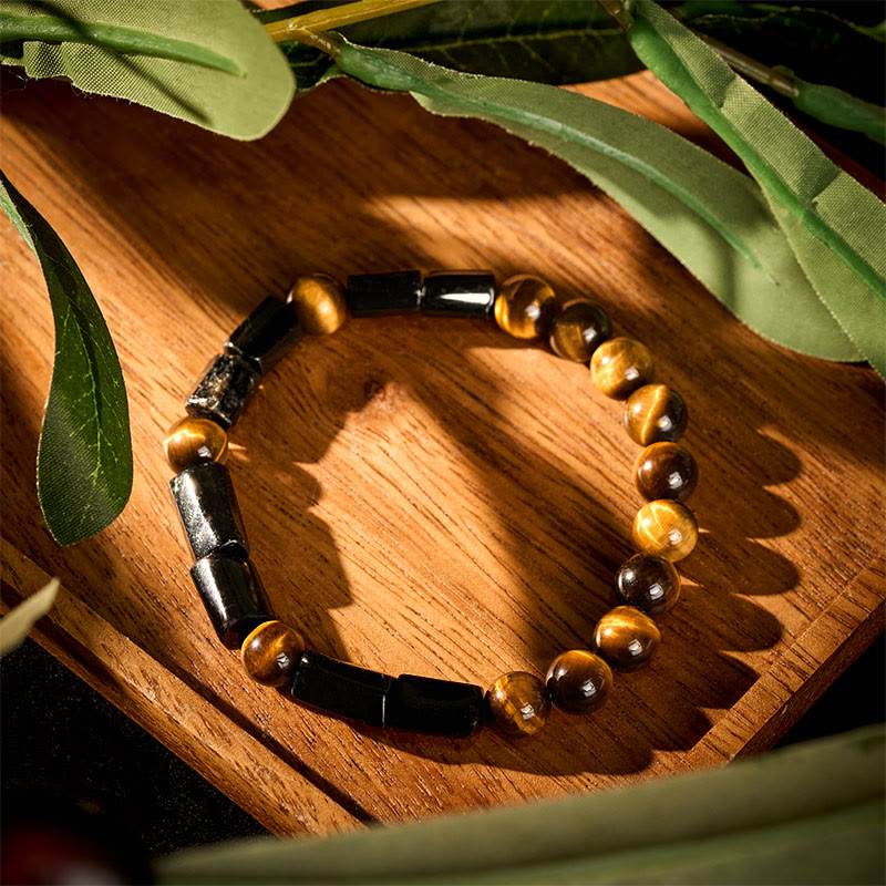 Buddha Stones Natural Black Tourmaline Tiger Eye Positive Bracelet - image 1