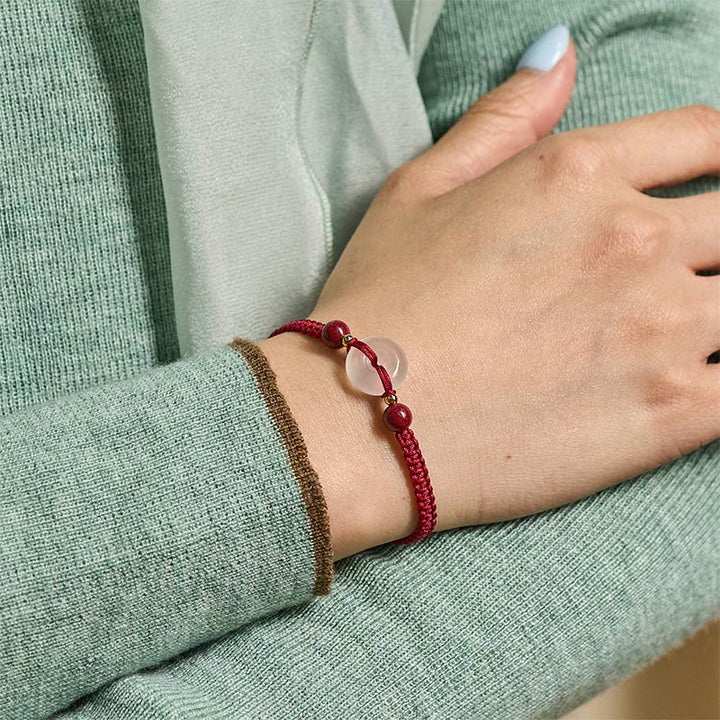 Buddha Stones Peace Buckle White Agate Flat Knot Diamond Knot Red String Connection Bracelet - image 6