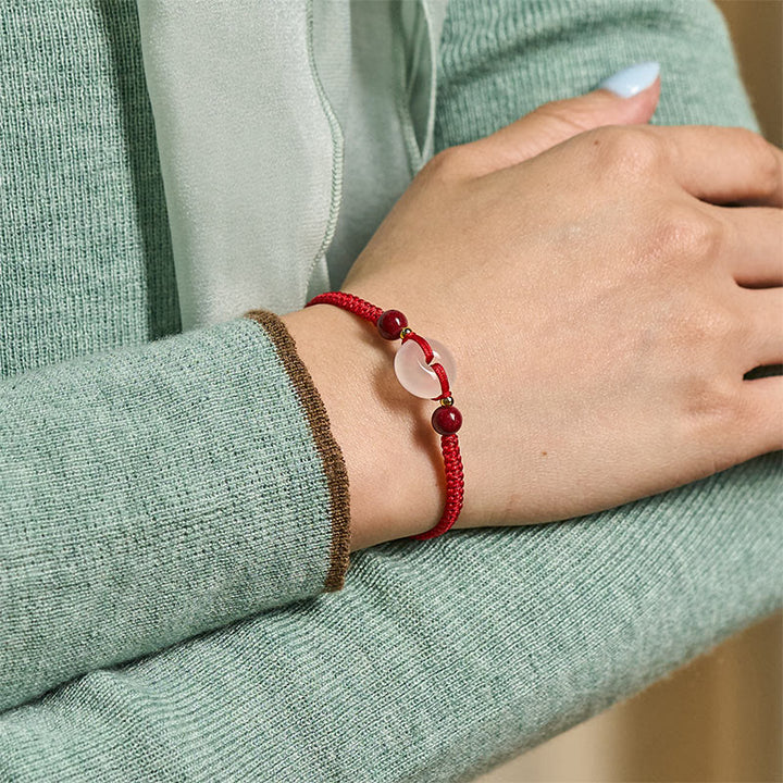 Buddha Stones Peace Buckle White Agate Flat Knot Diamond Knot Red String Connection Bracelet - image 7