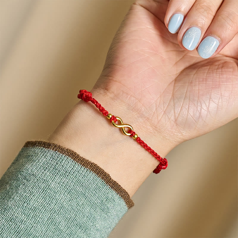 Buddha Stones "May Endless Luck Find You" Infinity Charm Brass Red String Bracelet Includes Gift Message Card - image 11