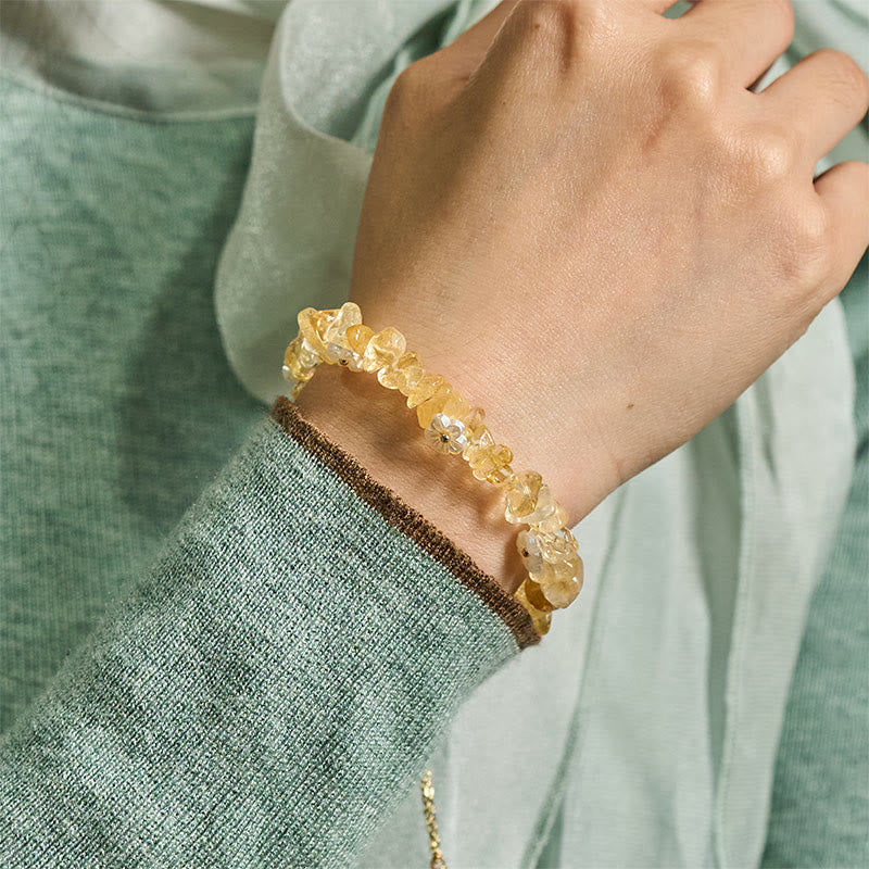 Buddha Stones Irregular Crystal Flower Design Amethyst White Crystal Balance Bracelet - image 30