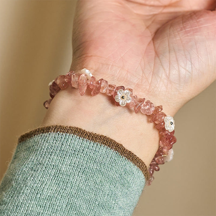 Buddha Stones Irregular Crystal Flower Design Amethyst White Crystal Balance Bracelet - image 47