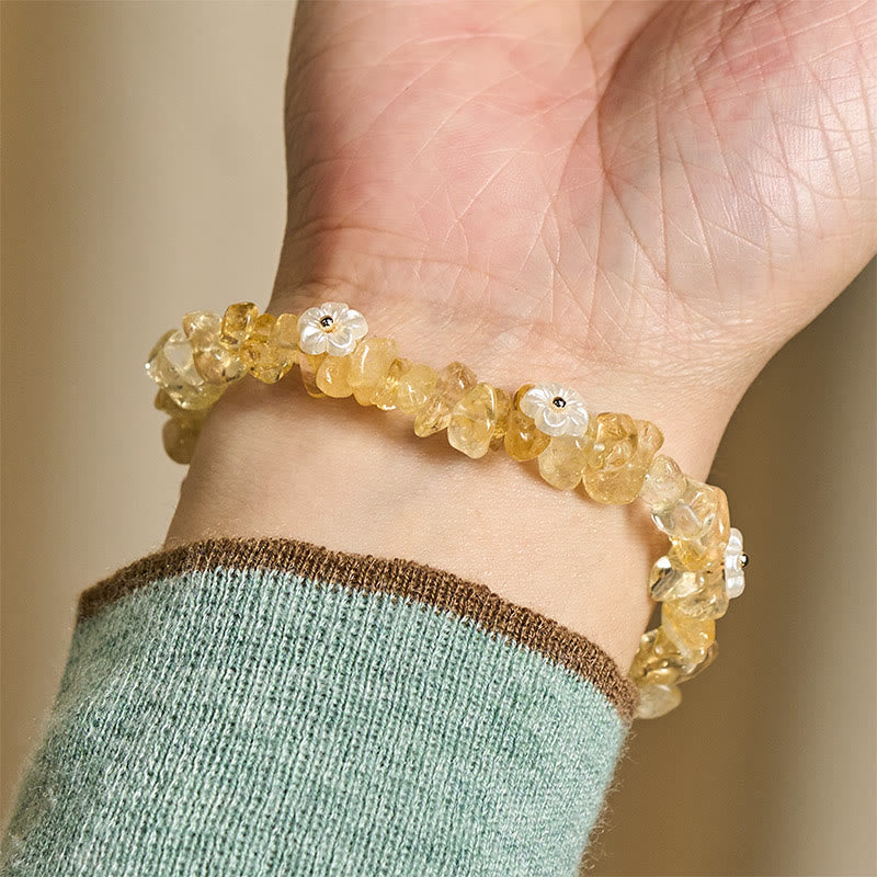 Buddha Stones Irregular Crystal Flower Design Amethyst White Crystal Balance Bracelet - image 31