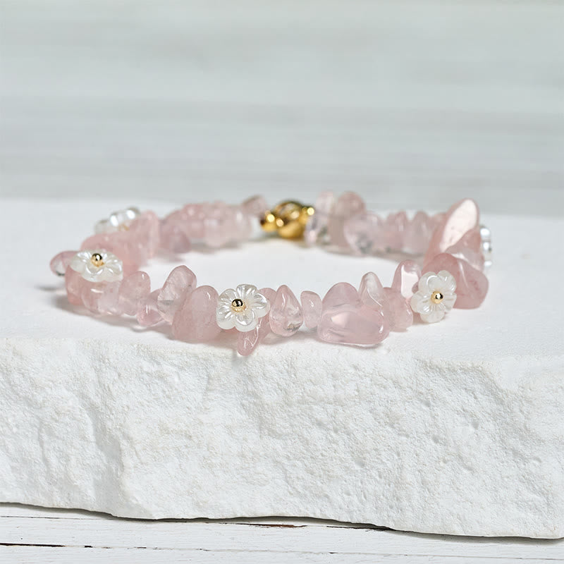 Buddha Stones Irregular Crystal Flower Design Amethyst White Crystal Balance Bracelet - image 37