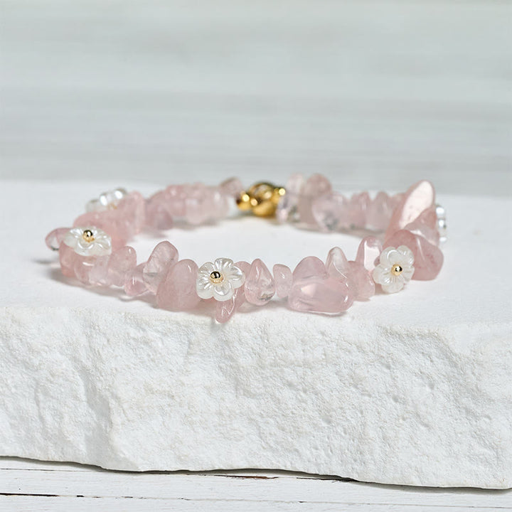 Buddha Stones Irregular Crystal Flower Design Amethyst White Crystal Balance Bracelet - image 37