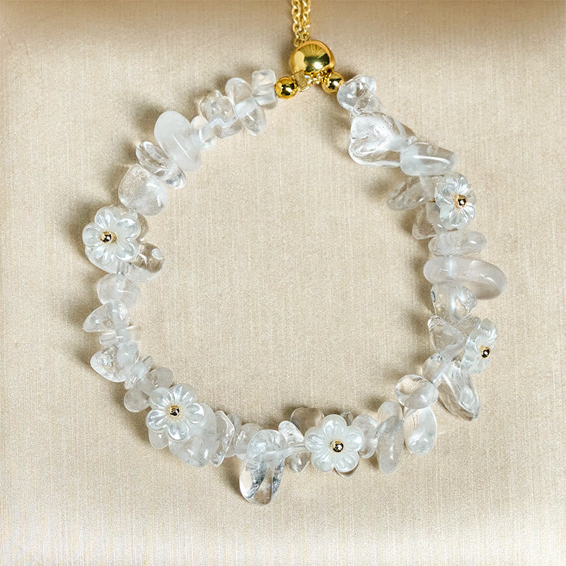 Buddha Stones Irregular Crystal Flower Design Amethyst White Crystal Balance Bracelet - White Crystal(Wrist Circumference: 15-19cm) - image 9