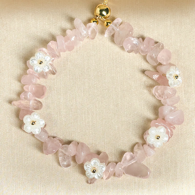 Buddha Stones Irregular Crystal Flower Design Amethyst White Crystal Balance Bracelet - image 35