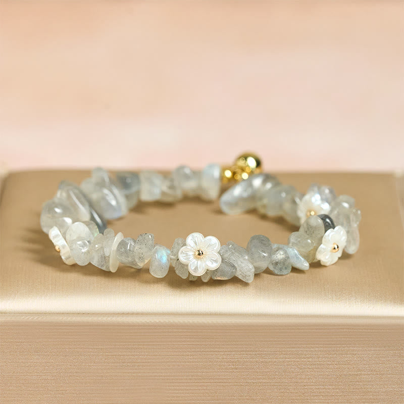 Buddha Stones Irregular Crystal Flower Design Amethyst White Crystal Balance Bracelet - image 18