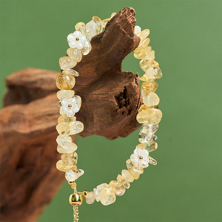 Buddha Stones Irregular Crystal Flower Design Amethyst White Crystal Balance Bracelet - image 28