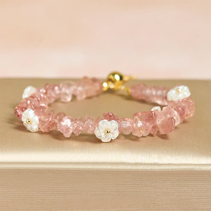 Buddha Stones Irregular Crystal Flower Design Amethyst White Crystal Balance Bracelet - image 42