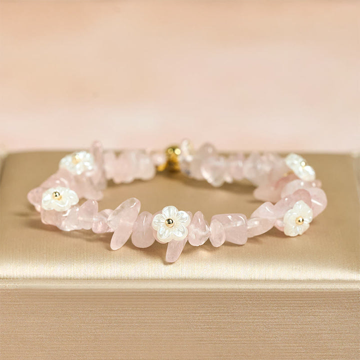 Buddha Stones Irregular Crystal Flower Design Amethyst White Crystal Balance Bracelet - image 34