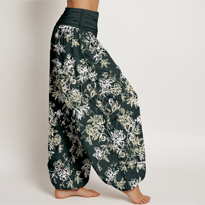 Buddha Stones Cotton Retro Layered Petals Pattern Women's Elastic Waist Harem Pants - image 2