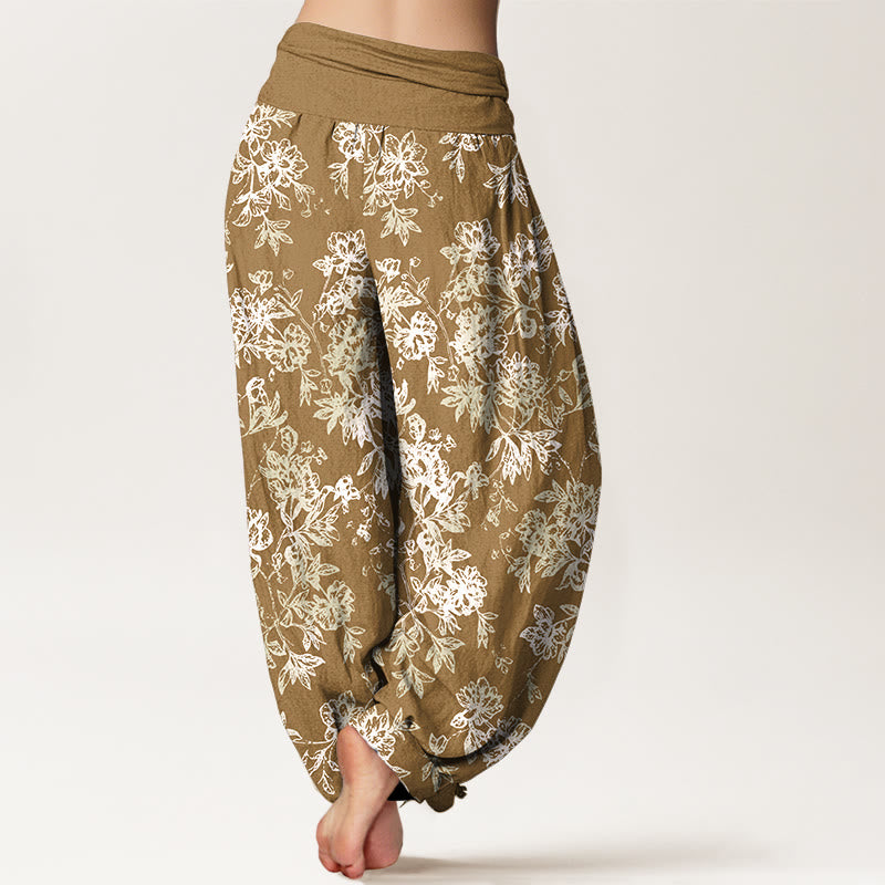Buddha Stones Cotton Retro Layered Petals Pattern Women's Elastic Waist Harem Pants - image 6