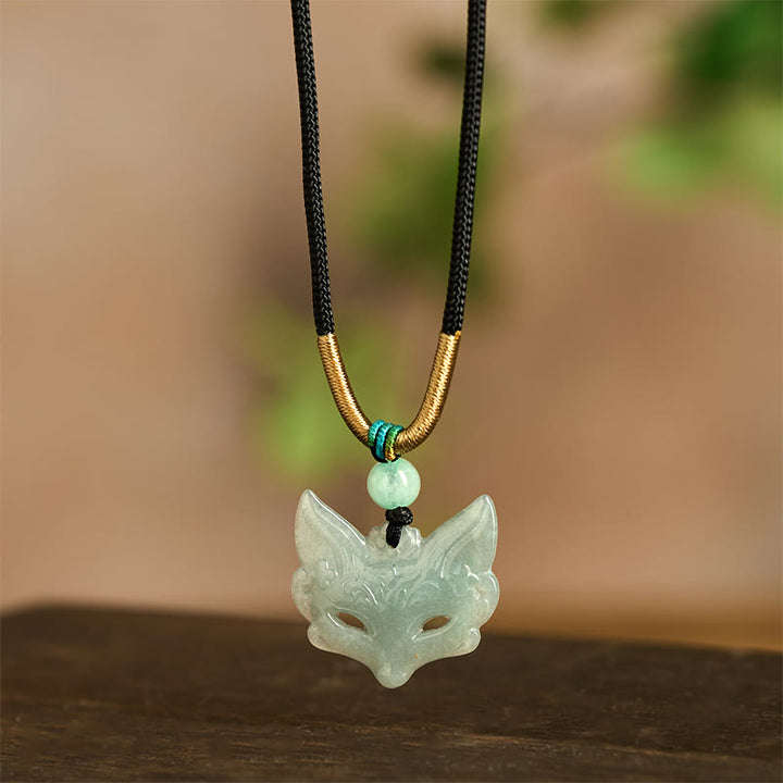 Buddha Stones Fox Mask Prosperity Luck Rope Necklace Pendant - image 3