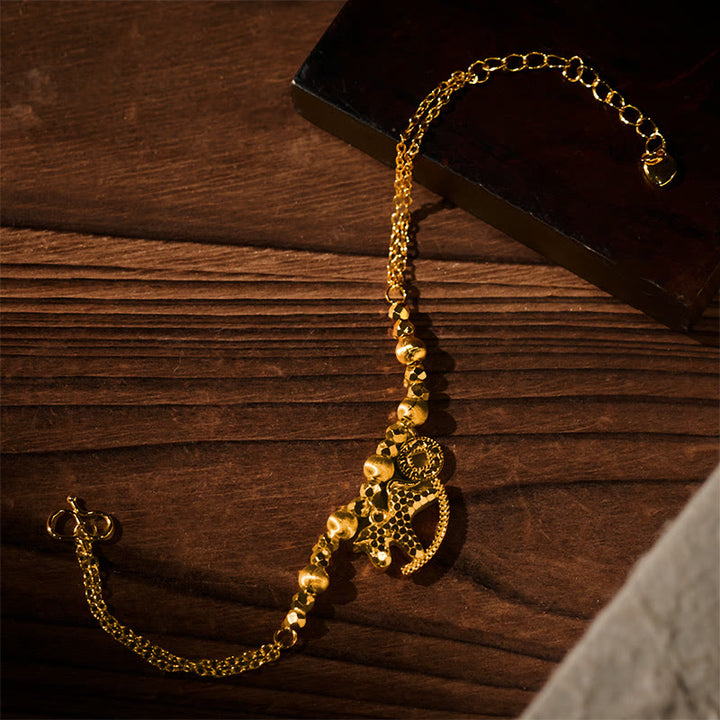 Buddha Stones Chinese Zodiac Year Of The Horse 24k Gold Plated Copper Coin Luck Bracelet - image 4