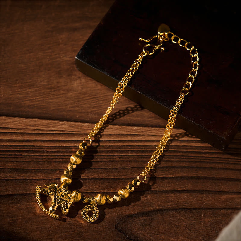 Buddha Stones Chinese Zodiac Year Of The Horse 24k Gold Plated Copper Coin Luck Bracelet - image 5