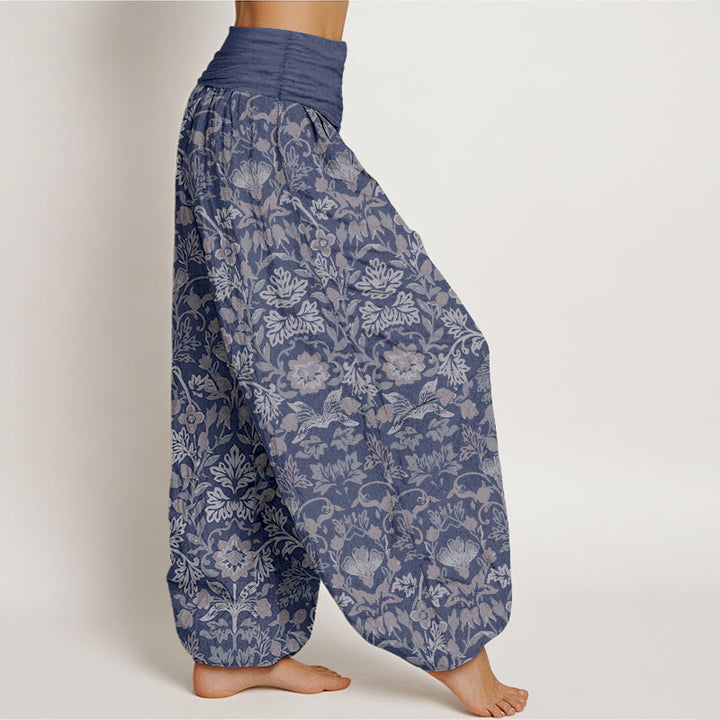 Buddha Stones Pure Cotton Complicated Flower Leaves Vine Pattern Women's Elastic Waist Harem Pants - image 7