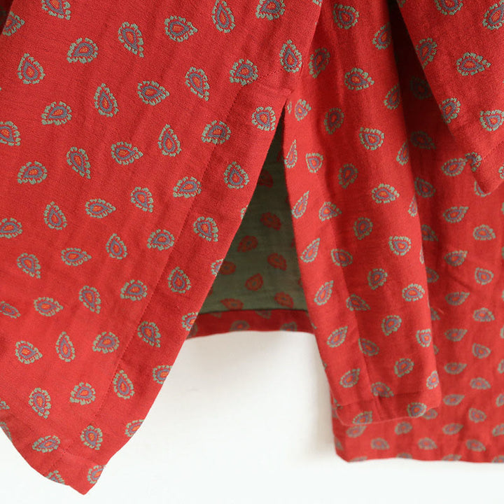 Buddha Stones 2pcs Colorful Floral Long Sleeve Frog-Button Shirt Pants With Pockets Pure Cotton Set  - image 16