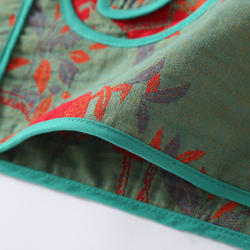 Buddha Stones 2pcs Patchwork Long Sleeve Frog-Button Shirt Pants With Pockets Pure Cotton Set  - image 10