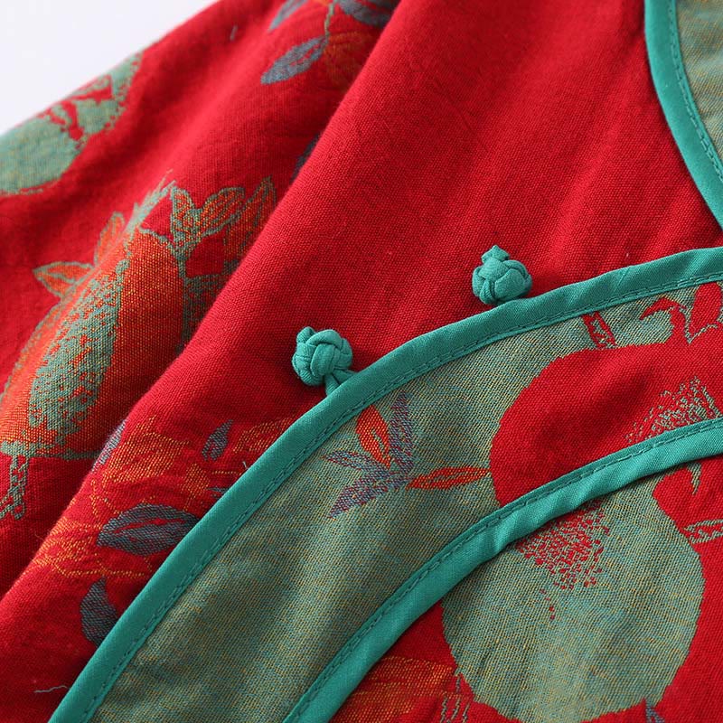 Buddha Stones 2pcs Patchwork Long Sleeve Frog-Button Shirt Pants With Pockets Pure Cotton Set  - image 6