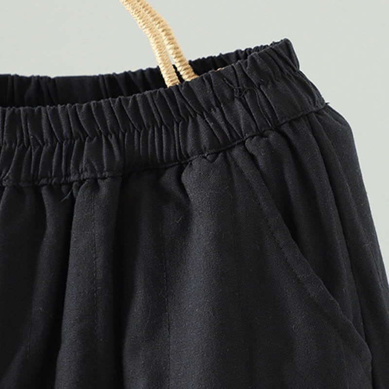 Buddha Stones Women's Ethnic Embroidery Flower Thermal Cotton Pants With Pockets - image 12