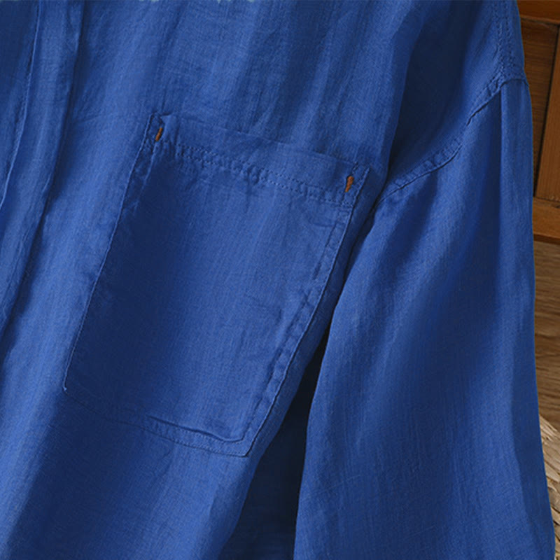 Buddha Stones Fall Commute Lapel Women's Long Sleeve Shirt With Pocket - image 23