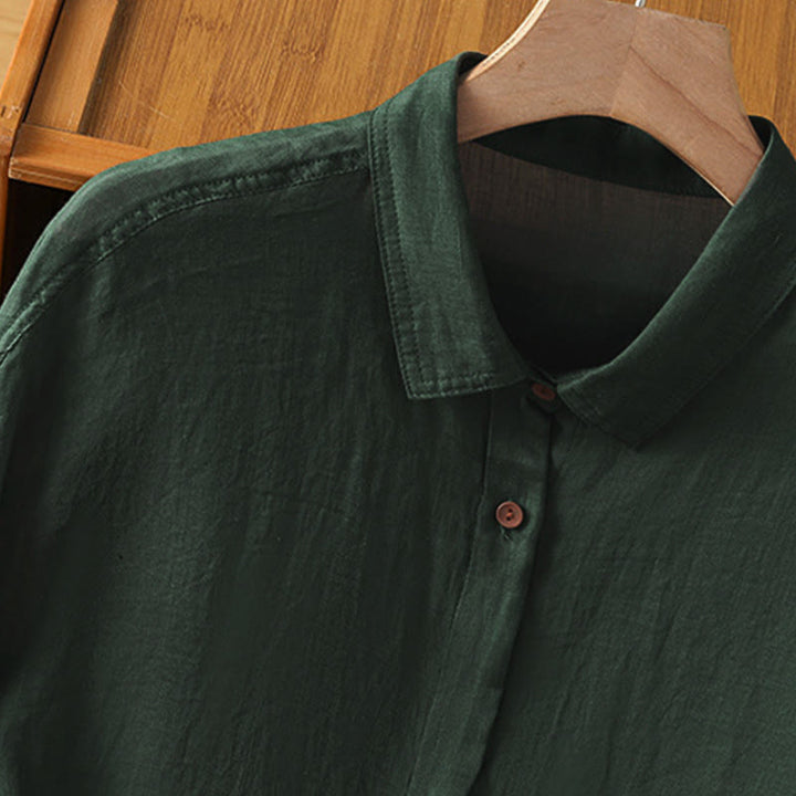 Buddha Stones Fall Commute Lapel Women's Long Sleeve Shirt With Pocket - image 4