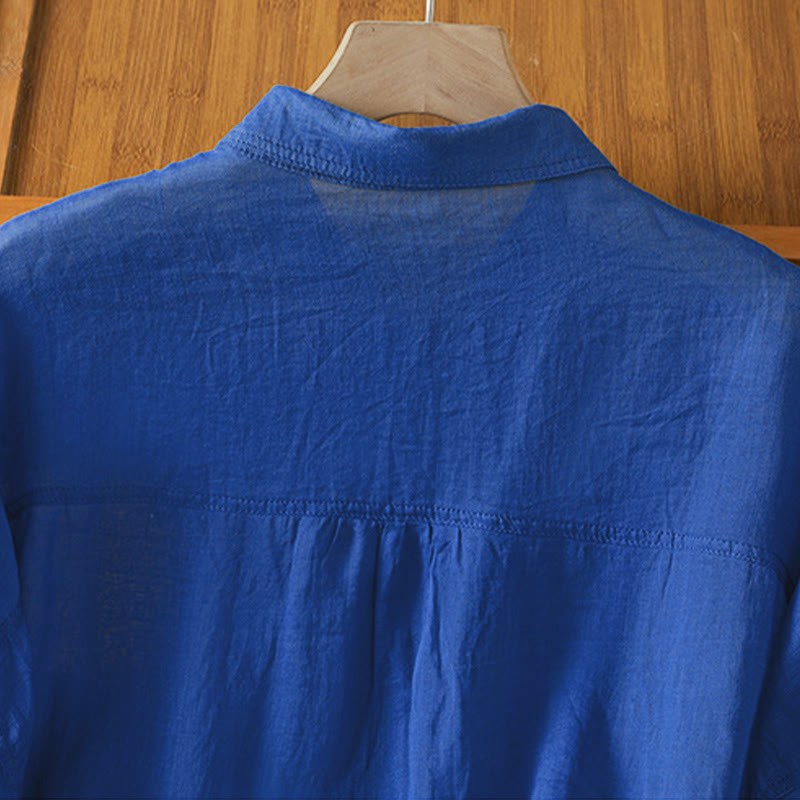 Buddha Stones Fall Commute Lapel Women's Long Sleeve Shirt With Pocket - image 21