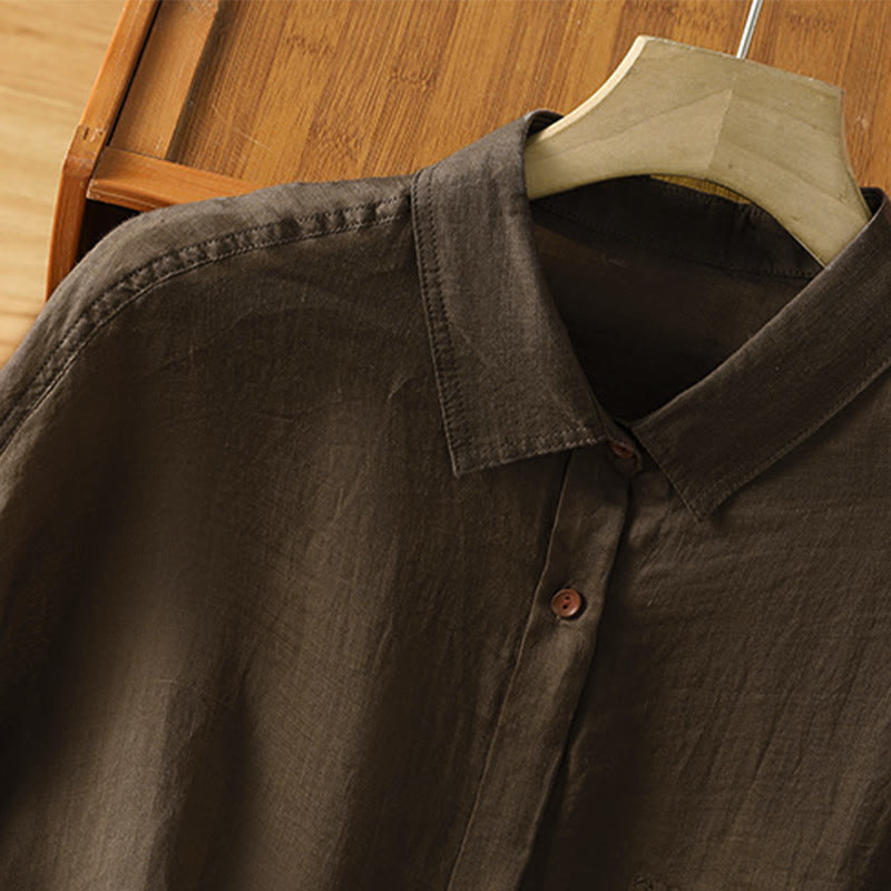 Buddha Stones Fall Commute Lapel Women's Long Sleeve Shirt With Pocket - image 13