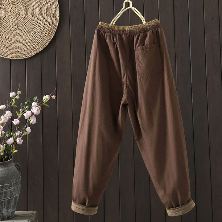 Buddha Stones Plain Cotton Women's Harem Thermal Pants With Pockets - image 6