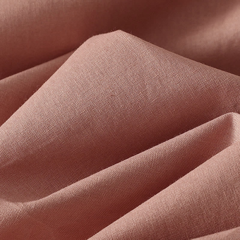 Buddha Stones Fall Solid Color Lapel Buttons Long Sleeve Cotton Midi Dress With Pockets - image 10