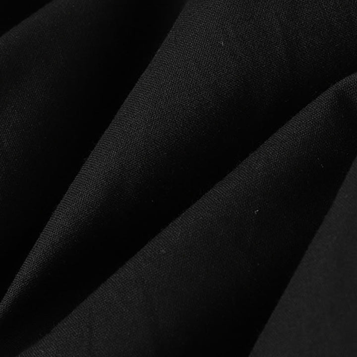 Buddha Stones Fall Solid Color Lapel Buttons Long Sleeve Cotton Midi Dress With Pockets - image 25