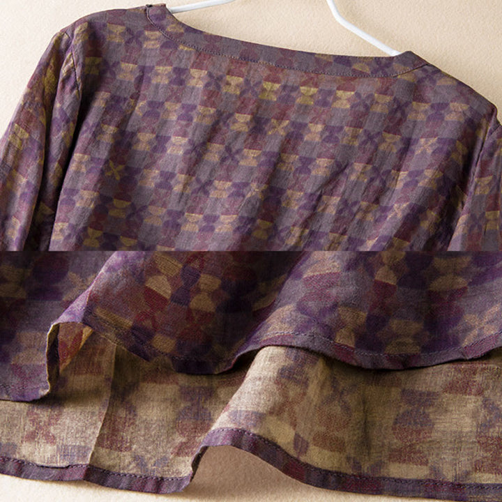 Buddha Stones Spring V-Neck Printed Floral Pattern Women's Long Sleeve Shirt - image 9