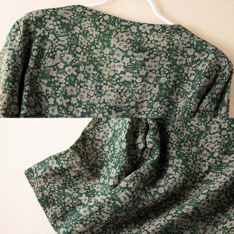 Buddha Stones Spring V-Neck Printed Floral Pattern Women's Long Sleeve Shirt - image 3