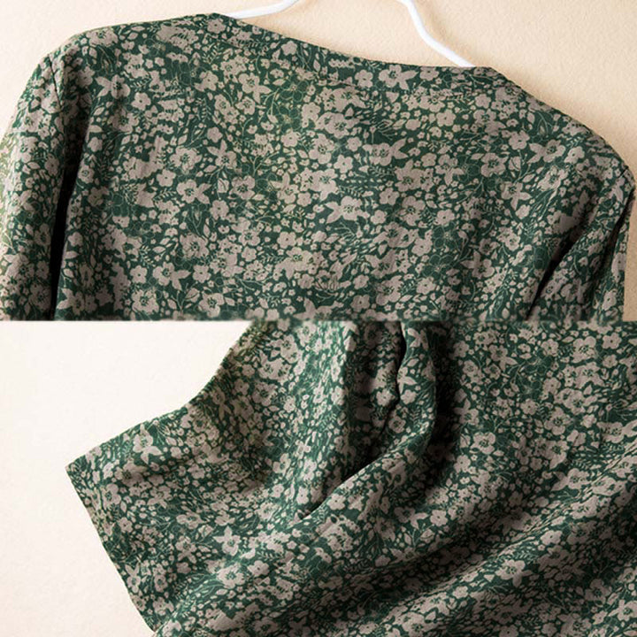 Buddha Stones Spring V-Neck Printed Floral Pattern Women's Long Sleeve Shirt - image 3