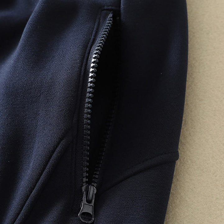 Buddha Stones Midnightblue Zipper Thermal Fleece-lined Cotton Women's Wide Leg Pants With Pockets - image 5