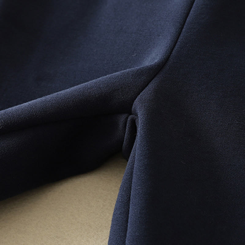 Buddha Stones Midnightblue Zipper Thermal Fleece-lined Cotton Women's Wide Leg Pants With Pockets - image 8