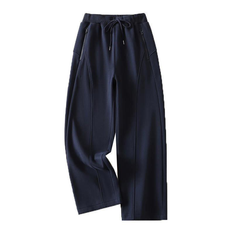 Buddha Stones Midnightblue Zipper Thermal Fleece-lined Women's Wide Leg Pants With Pockets - image 11