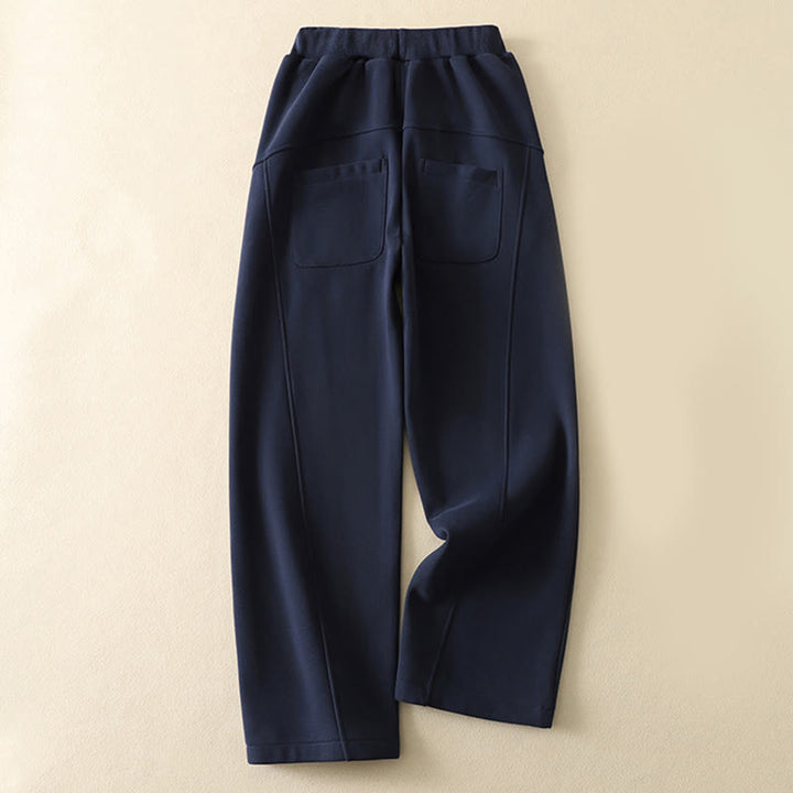 Buddha Stones Midnightblue Zipper Thermal Fleece-lined Women's Wide Leg Pants With Pockets - image 1